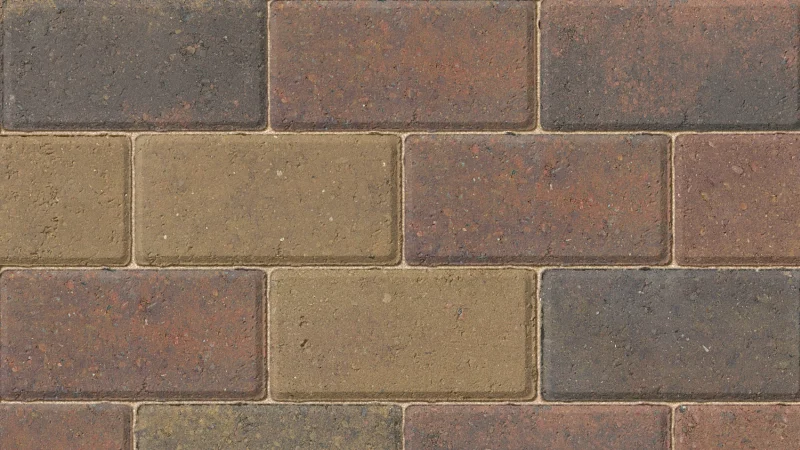 Sunrise-colored standard block paving with warm hues