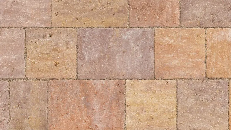 Autumn-toned Tegula block paving for a rustic finish
