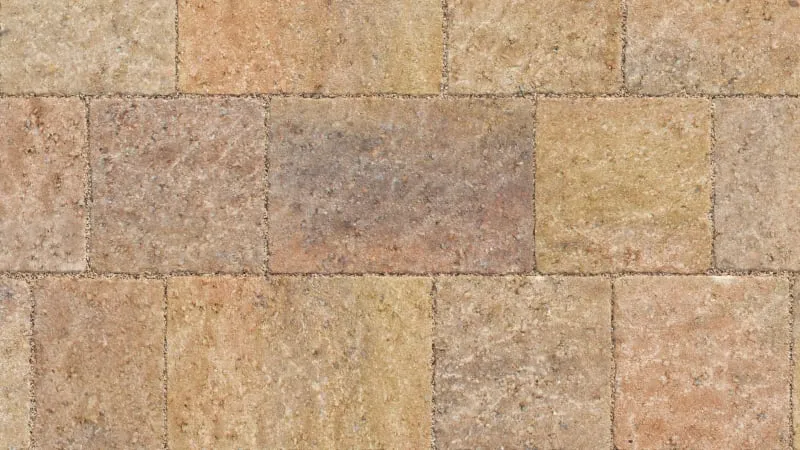 Golden sand Tegula block paving with a warm aesthetic