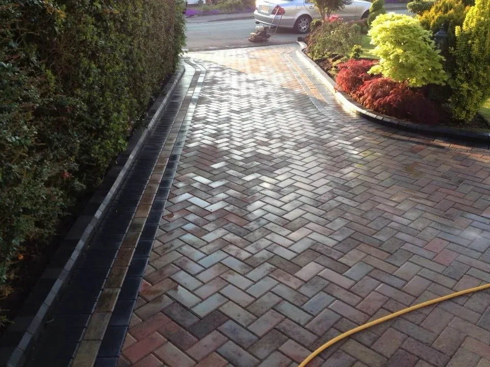 Front driveway with block paving pattern