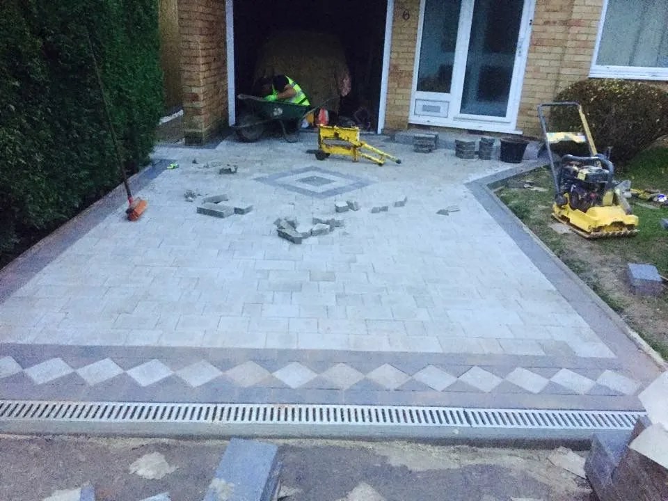 Grey block paving design for driveway