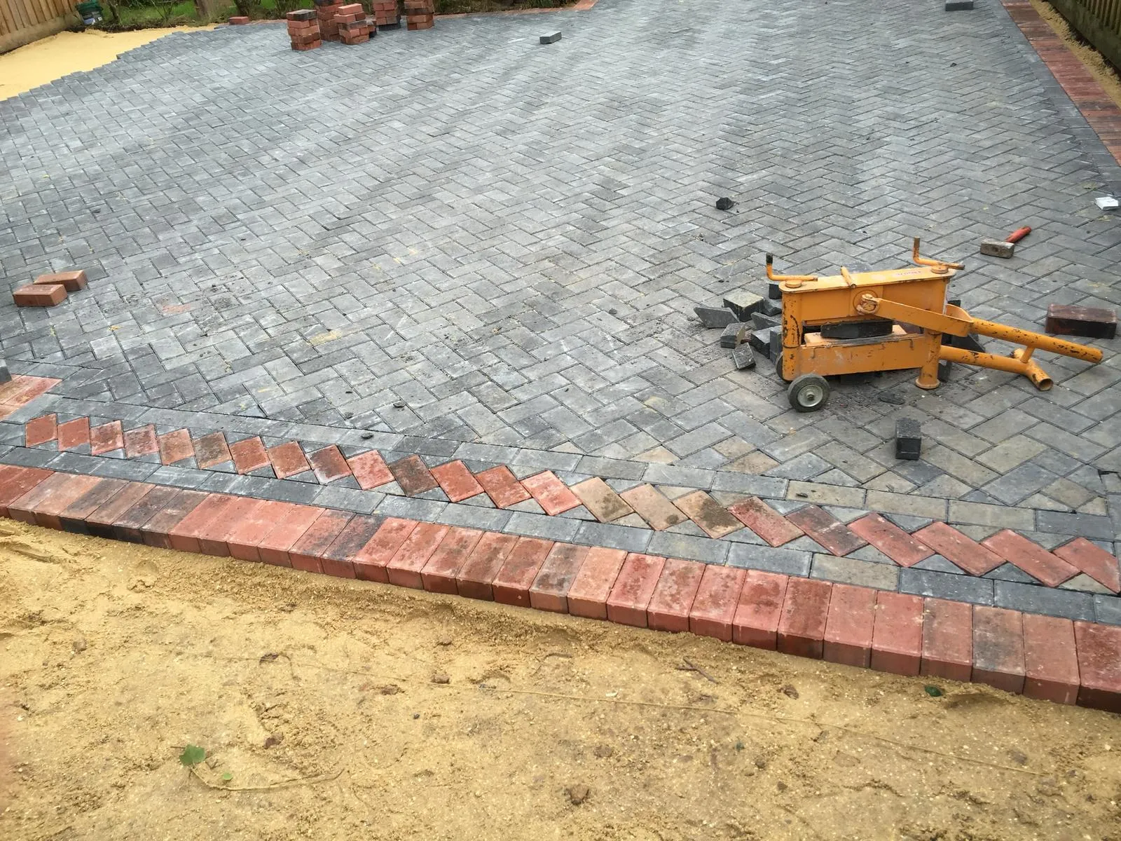 Driveway block paving near project completion