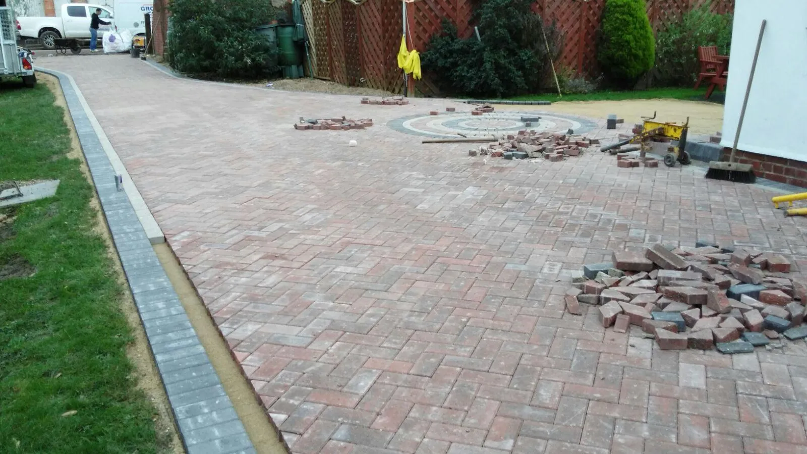 Large driveway with block paving design