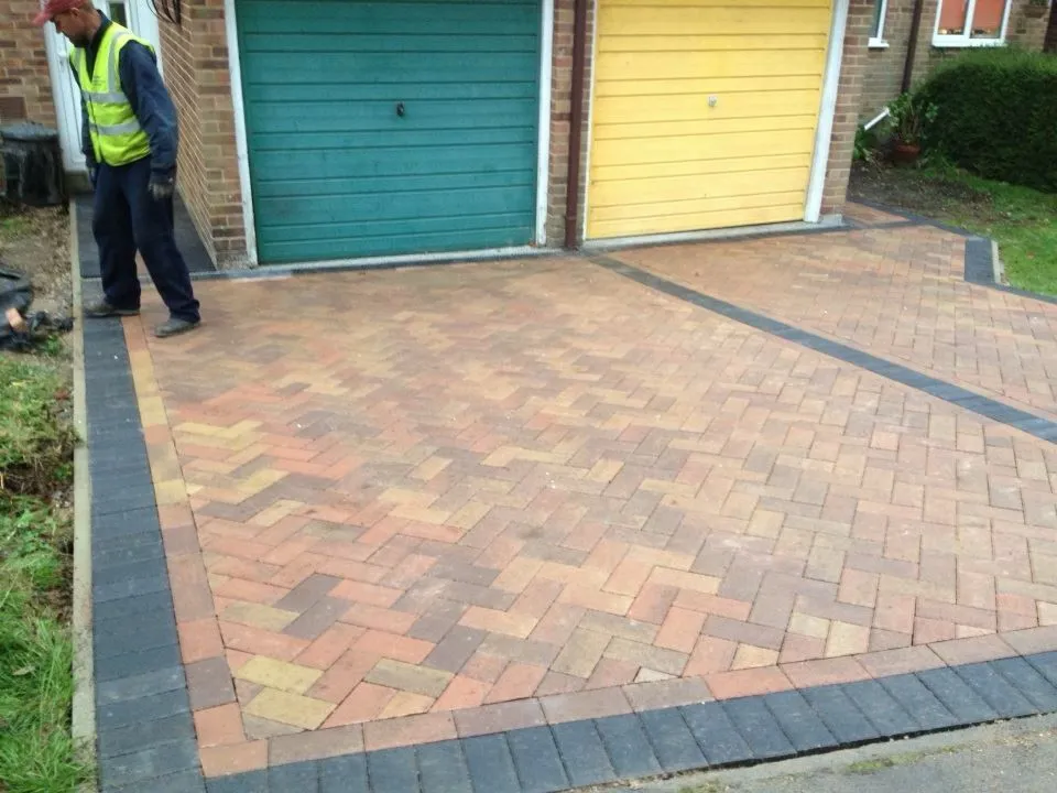 Block paving with multi-parking space design
