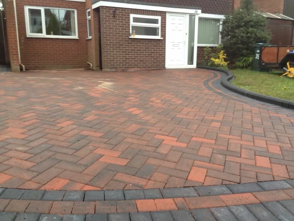 Red block paving for a driveway