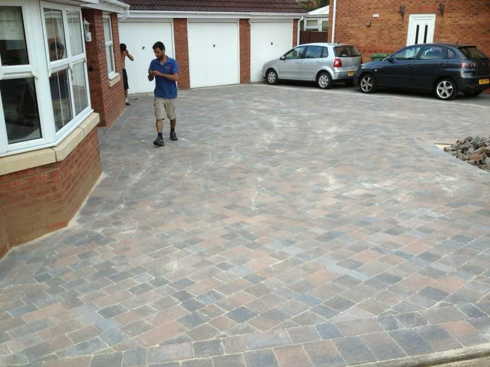 Mixed Tegula block paving for driveway