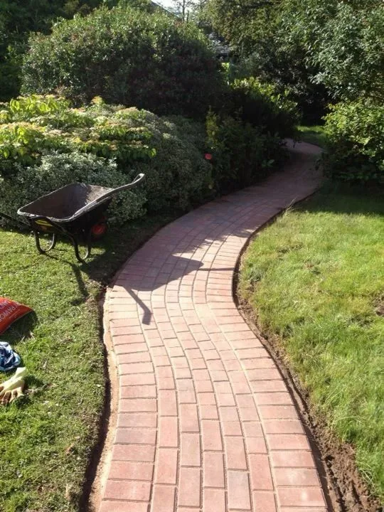 Block paved garden pathway